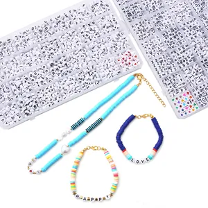 Kit de perles alphabet en acrylique avec boîte pour la création de bijoux DIY