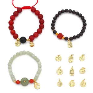 Détails de breloques à symboles chinois traditionnels pour bracelets de perles DIY