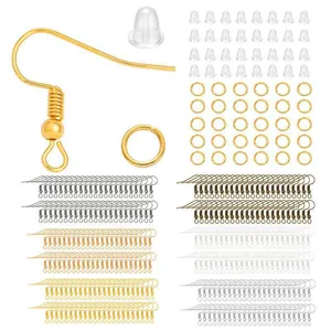 Kit de Creación de Pendientes DIY Componentes de Aleación Ganchos Con Anillas Abiertas Y Cierres de Silicona para Pendientes Hechos a Mano