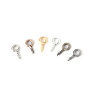 Set of screw eye pins in six metallic colors for DIY jewelry making and pendants