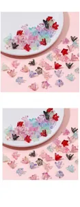 Macro shot of lily flower glass beads for DIY jewelry making in multiple colors