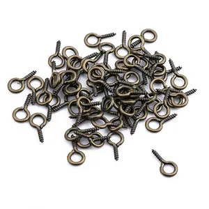Bulk antique bronze eye screw hooks for DIY jewelry making and hanging projects