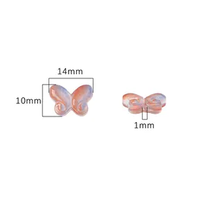 Blue and orange 14mm gradient butterfly glass beads for handmade jewelry making
