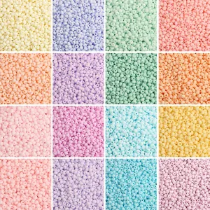Colorful 2mm-4mm matte glass seed beads in 16 macaron colors for DIY jewelry making