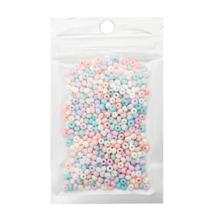 Mix of colorful 2/3/4mm matte glass seed beads in macaron colors for DIY jewelry crafts