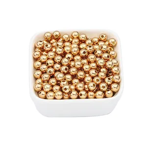 Polished 14k/18k gold-plated round metal spacer beads for DIY jewelry making