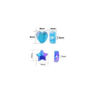 DIY colorful translucent star and heart-shaped beads with AB coating and sizing details