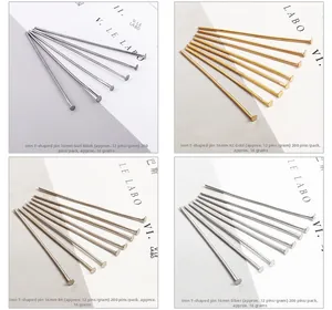 Close-up of 16mm iron T-pins in four colors for DIY jewelry making and earrings