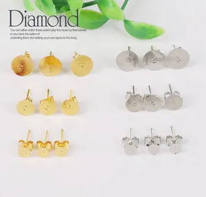 DIY Ohrstecker-Set mit flachen Platten und Schmetterlingsverschlüssen in Gold und Silber
