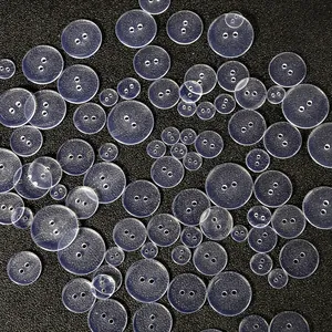 Bottoni rotondi in plastica trasparente a due fori per artigianato e camicie per bambini