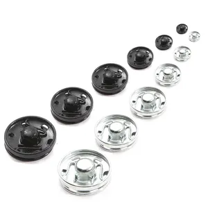 Multiple sizes of black and silver metal snap buttons for sewing and clothing DIY