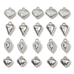 Silver metallic CCB heart and teardrop pendants set for DIY jewelry making and crafts