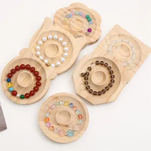 Natural Solid Wood Jewelry Display Tray For Bracelet Bead Design Board Bamboo Jewelry Organizer Photography Prop Acrylic Plate