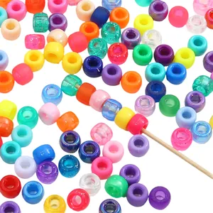 Colorful mixed acrylic large hole pony beads for DIY jewelry and handicraft making
