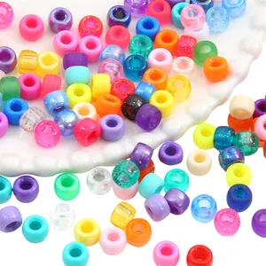 Colorful mixed acrylic large hole pony beads for DIY jewelry making and craft projects