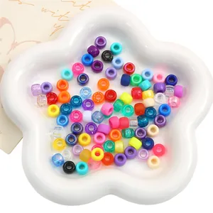 Colorful acrylic large hole beads in star-shaped tray for DIY jewelry making