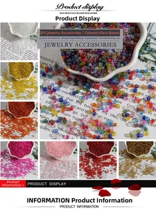 Detail of colorful iridescent glass seed beads for DIY jewelry and bracelet making