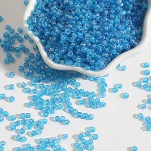 Perles de rocaille bleues irisées avec revêtement AB pour la création de bijoux DIY