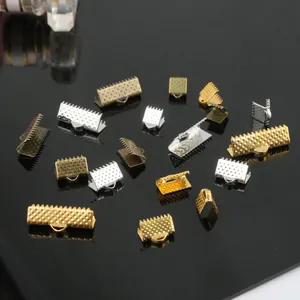 50 stuks metalen koord einde krimp gespen voor DIY sieraden in goud zilver brons