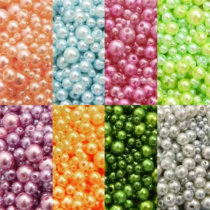 Colorful ABS imitation pearls with holes for DIY jewelry and macaron box filling
