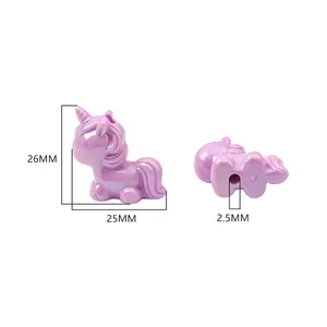 Pampille licorne en acrylique violet pour bijoux DIY avec trou de 2,5mm et 26mm