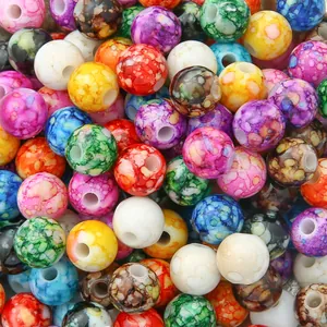 Mixed color acrylic beads with ink marble texture for DIY jewelry and bracelets