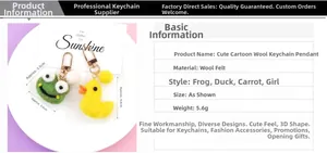 Tableau détaillé des tailles pour porte-clés faits main en feutre grenouille et canard