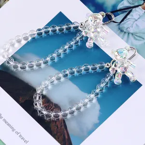Lot de breloques ours Aurora avec perles de cristal et fermoirs mousquetons en métal