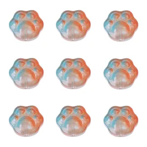 Nine pieces of gradient blue and orange glass cat paw beads for DIY jewelry making