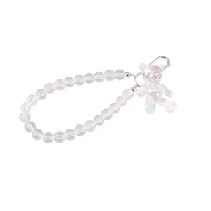 Bracelet charmant en perles de cristal avec un pendentif ours laser irisé et fermoir en métal