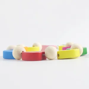 Portachiavi con perline di legno colorate con elefante e fiori per borsa donna
