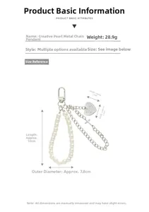 Détail montrant le poids 28.9g et taille du porte-clés perles avec pendentifs coeur et croix