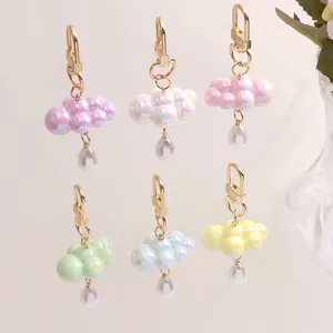 Portachiavi a Nuvola in Acrilico Cangiante Con Pendente in Perla Artificial d'Imitazione a Goccia Carino Ciondolo per Borsa Donna Gioielli