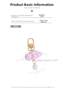 Parametri dettagliati delle dimensioni del portachiavi nuvola iridescente da 3,5 cm con perla