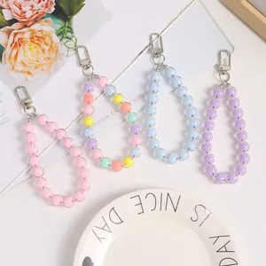 Colorful beaded keychain sets with acrylic candy beads and silver lobster clasps for accessories