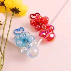 Colorful acrylic Mickey-shaped grape bead keychain with laser iridescent finish