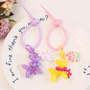 Porte-clés chien ballon mignon avec pendentif fleur et bracelet spirale coloré