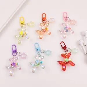 Portachiavi Cane Palloncino in Acrilico Iridescente Pendaglio Borsa Cucciolo Perla Artificialto Decorazione per Zaino Scuola Donna Animali Colorati