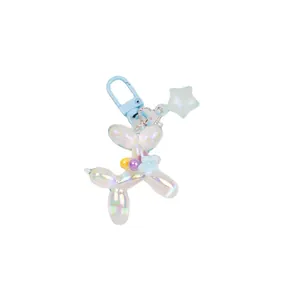 Portachiavi cane a palloncino iridescente con perline e gancio a forma di stella
