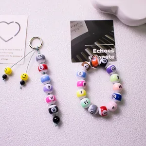 Buntes Billardkugel-Schlüsselanhänger- und Armband-Set mit nummerierten Pool-Kugeln 1-15