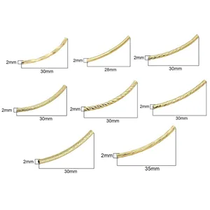 Gold plated copper curved tube beads for DIY jewelry making in various textured finishes