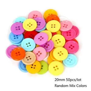 Detailed view of 20mm mixed color plastic 4-hole buttons in 50-piece assorted lot