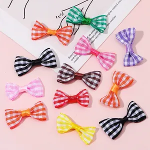 Handgefertigt Kariert Stoff Mini Schleife DIY Handwerk Zubehör Süß Gingham Schleifen Deko Zubehör Für Haarklammer Puppe Kopfschmuck Bastelbedarf