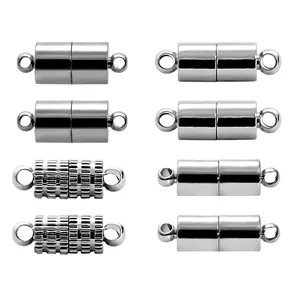 Polished silver magnetic clasps in smooth and textured styles for DIY jewelry making