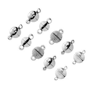 Silver magnetic jewelry clasps in smooth, textured and rhinestone styles for DIY jewelry