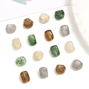 Irregular amber-style acrylic beads for DIY jewelry making in assorted marble colors