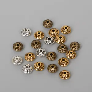 Perline distanziatrici tonde piatte per creazione gioielli fai-da-te in oro argento e bronzo