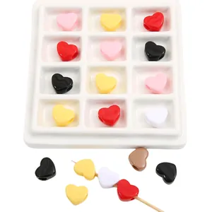 Perles en acrylique colorées en forme de cœur pour bijoux et colliers DIY