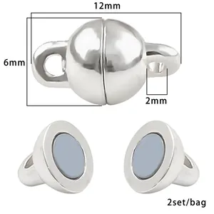 Silver-plated spherical magnetic jewelry clasps for DIY bracelet and necklace making