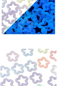 Luminous star acrylic connectors showing daytime colors and glowing blue night effect
